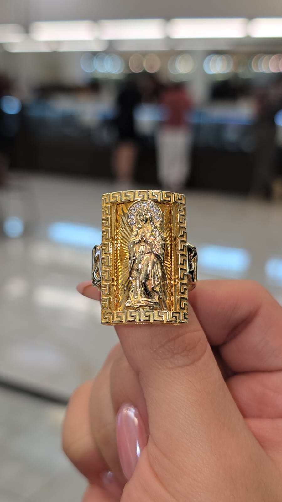 10k Gold Chino Bar Virgencita Monaco Ring