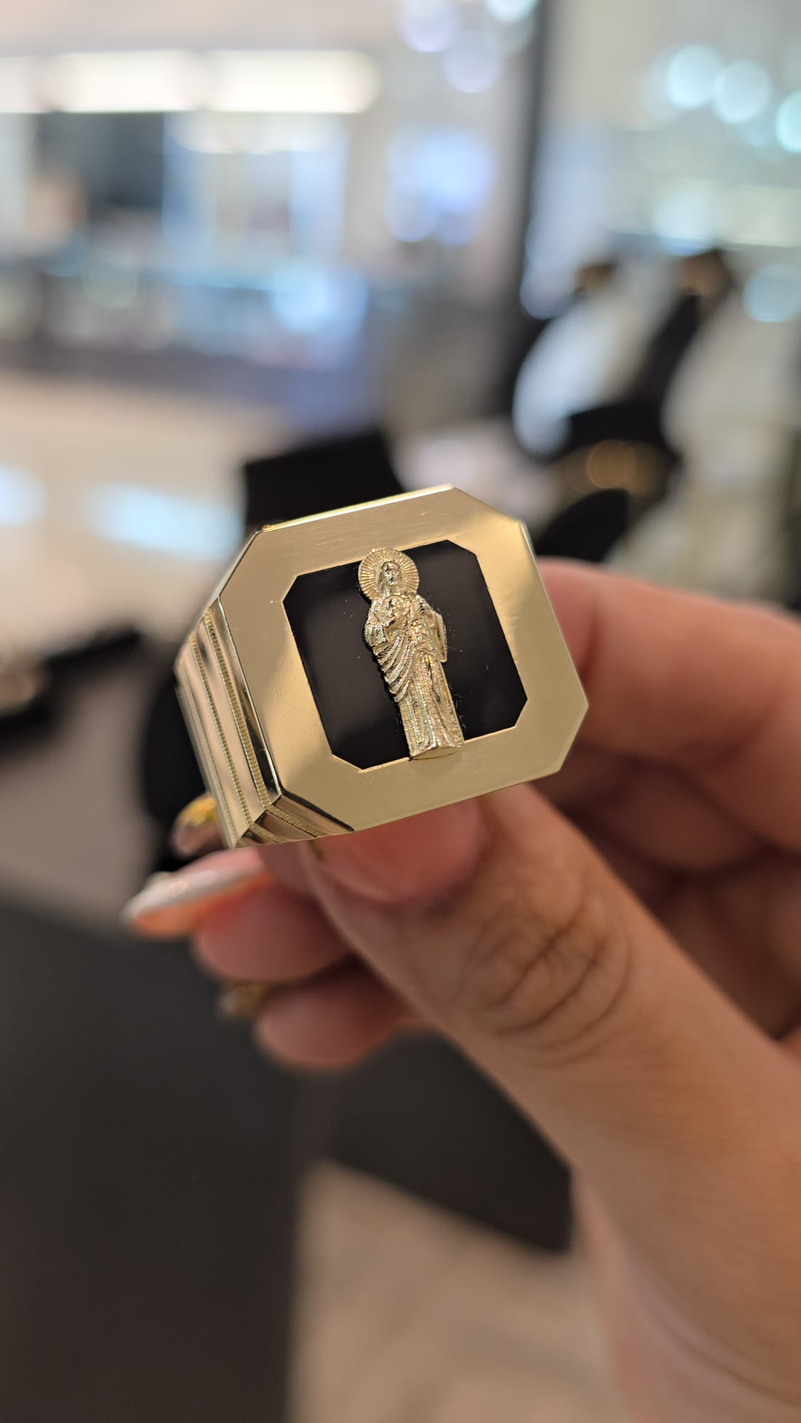 San Judas Rectangular Ring 10K Gold