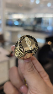 San Judas Gold Ring with Greek Detail 10k