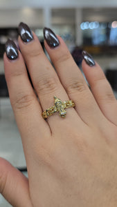 10K Gold Virgencita Ring with Chino Monaco Band