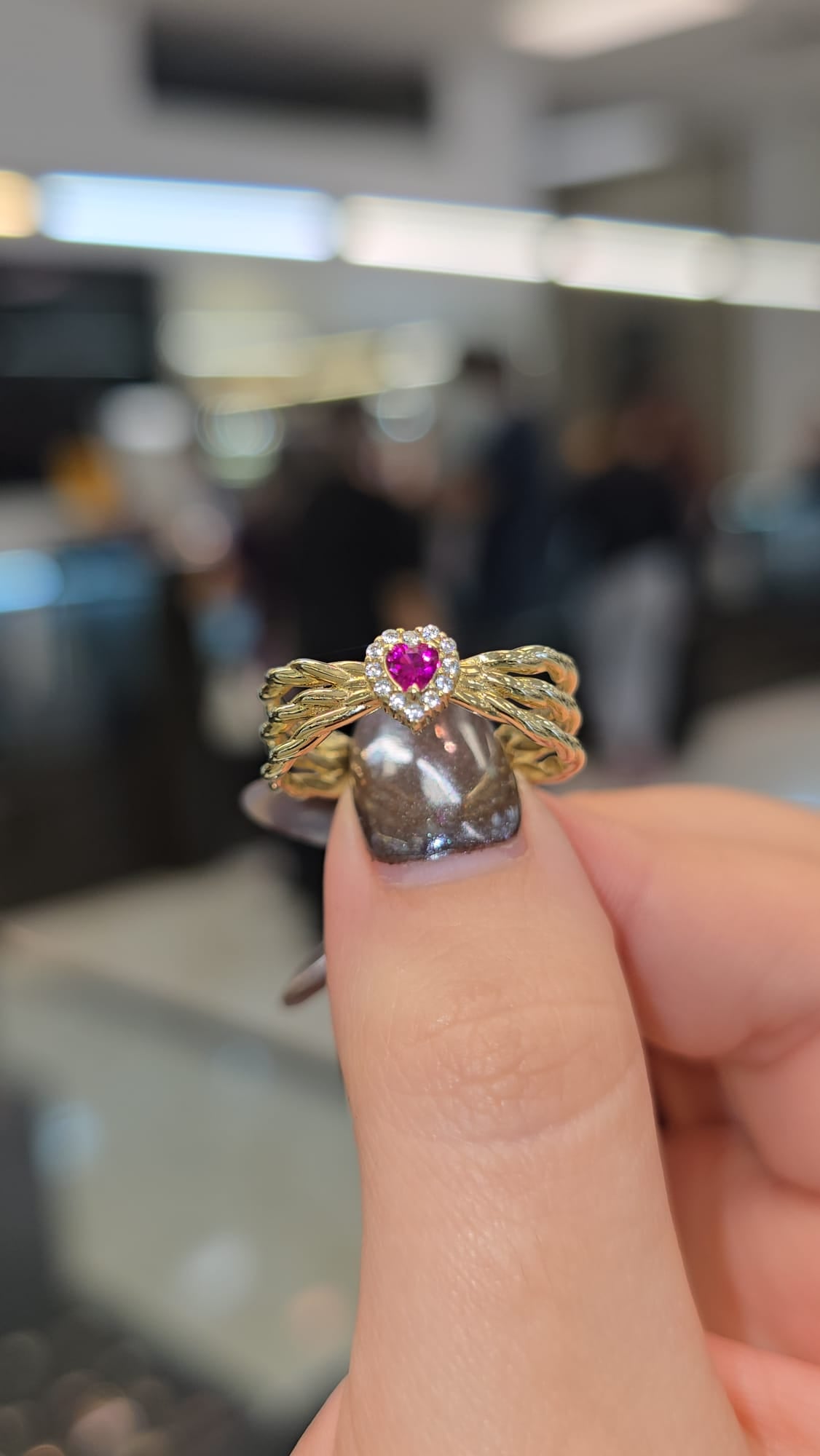 10K Heart Ring with CZ Halo