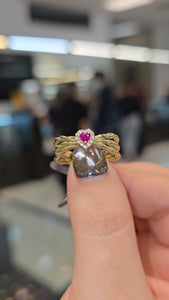 10K Heart Ring with CZ Halo