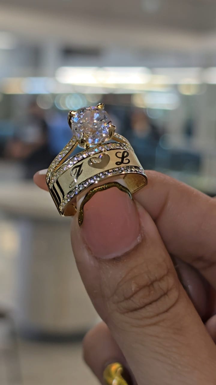 Engravable 10K Gold Ring with Cubic Zirconia