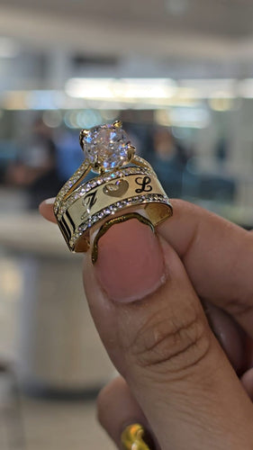 Engravable 10K Gold Ring with Cubic Zirconia