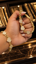 Load image into Gallery viewer, 10k Yellow Gold 3-Heart Chino Semi-Solid Bracelet