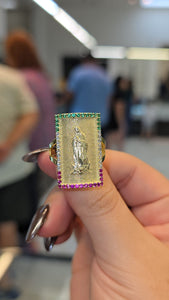 Virgencita 10K Gold Ring with czs