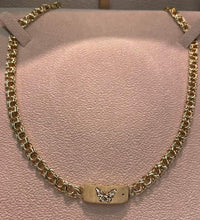 Load image into Gallery viewer, 10k Gold Chino Link Chain Butterfly Engraved with a Beautiful Diamond Cut on the Box Clip