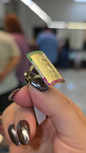 Virgencita 10K Gold Ring with czs