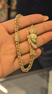 San Judas Chino Monaco 10k Gold Bracelet