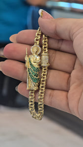 San Judas Chino Monaco 10k Gold Bracelet