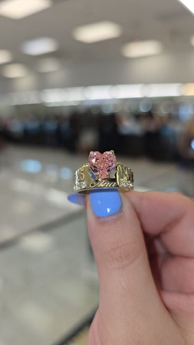 10K Yellow Gold Heart Ring with Cubic Zirconia – Customizable Design