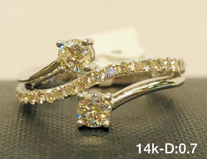 .70CT Two-Stone Diamond Ring in 14K White Gold