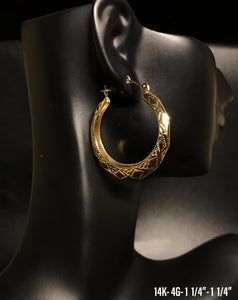 Textured hoop earrings 14K solid gold