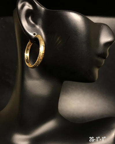 Textured hoop earrings 10K solid gold