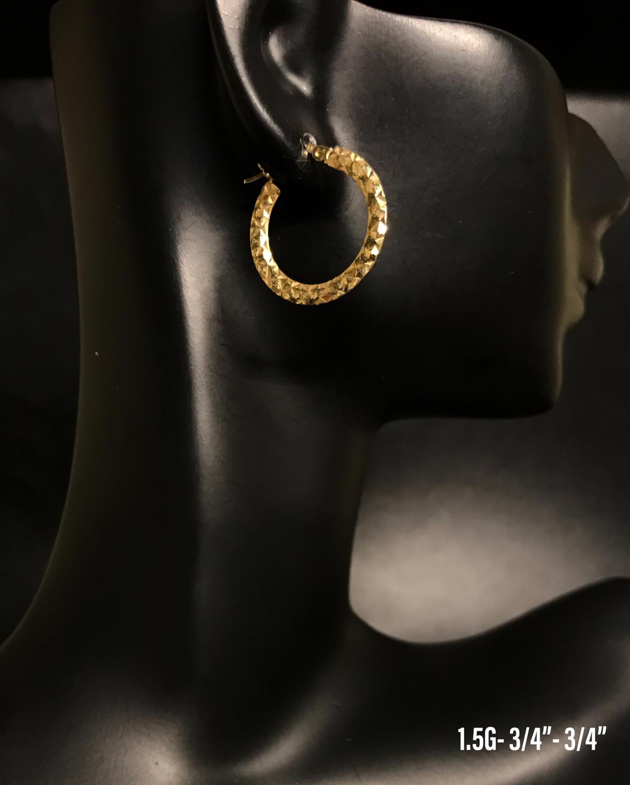10K Solid Gold Textured Medium Hoop Earrings