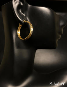 Flat Textured Hoop earrings 10K solid gold