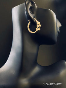 Small hoop with hearts earrings 10K solid gold