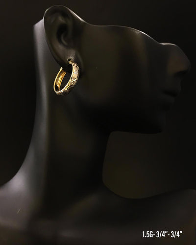Small textured hoop earrings 10K solid gold