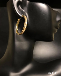 Hoop with stones earrings 10K solid gold