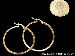 14K Gold Greek Pattern Hoop Earrings