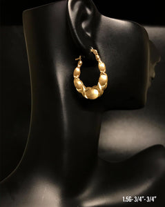 Textured Oval Hoop earrings 10K solid gold