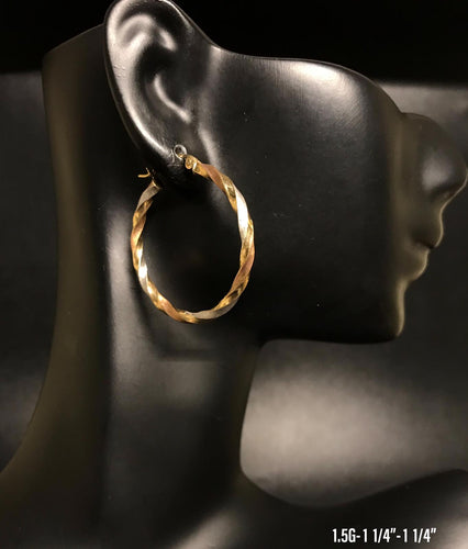 Textured Tri-color Hoop earrings 10K solid gold