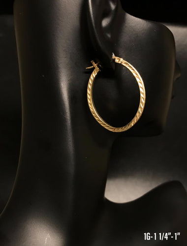Textured Hoop earrings 10K solid gold