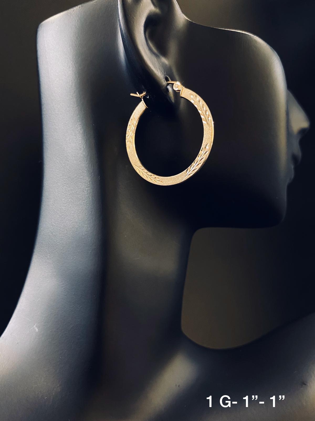 Flat hoop earrings 10K solid gold