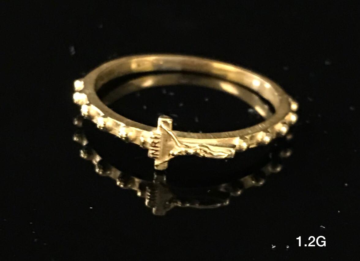 Light weight ring with crucifix 10K solid gold