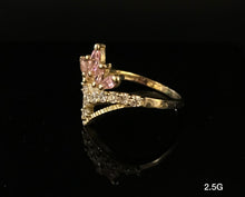 Load image into Gallery viewer, Pink and White CZ stones ring 10K Solid Gold