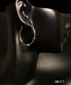 Hoop with tri-color details earrings 10K solid gold