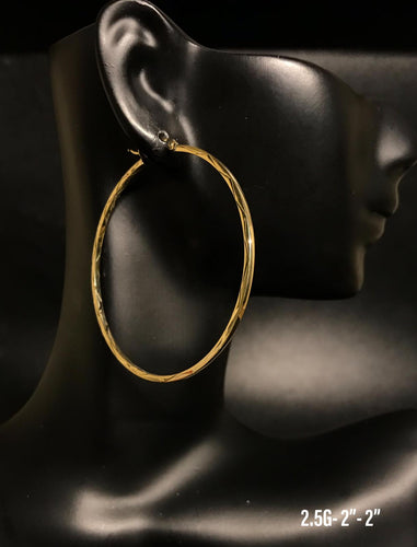 Large textured hoop earrings 10K solid gold