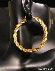 Large textured hoop earrings 10K solid gold