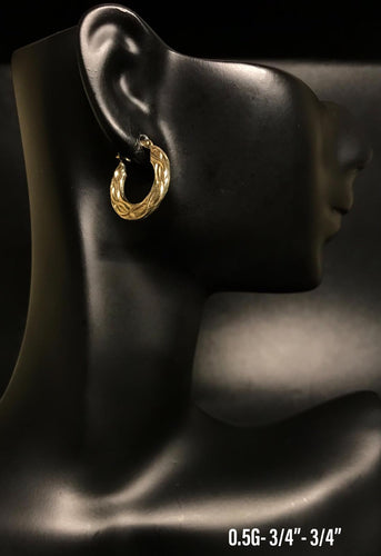 Small textured hoop earrings 10K solid gold