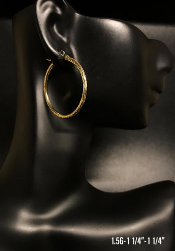 Textured hoop earrings 10K solid gold