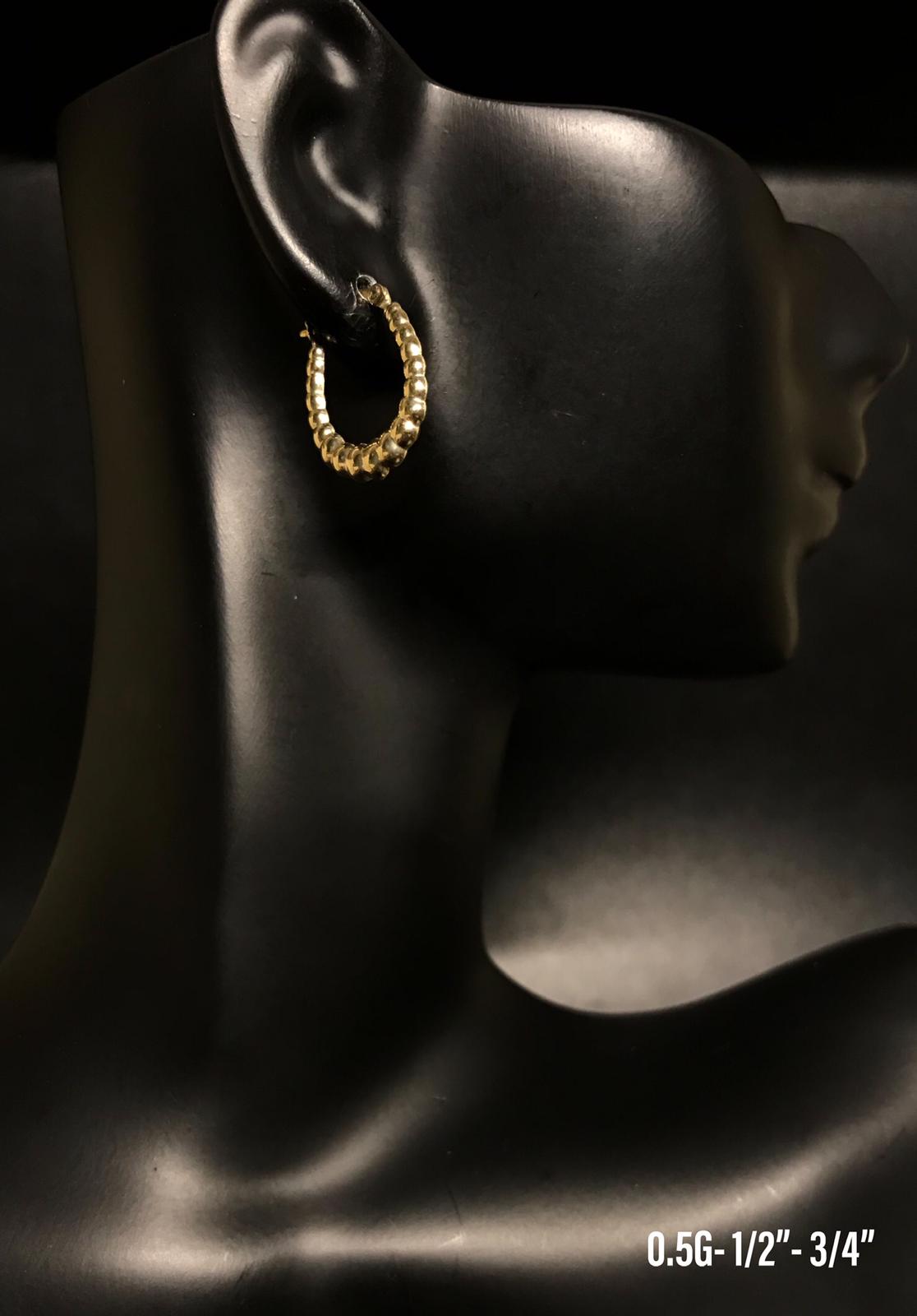 Small textured hoop earrings 10K solid gold