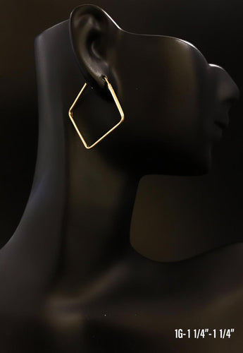 Square Hoop earrings 10K solid gold