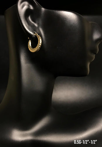 Small textured hoop earrings 10K solid gold