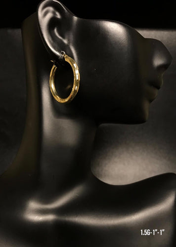 Textured hoop earrings 10K solid gold