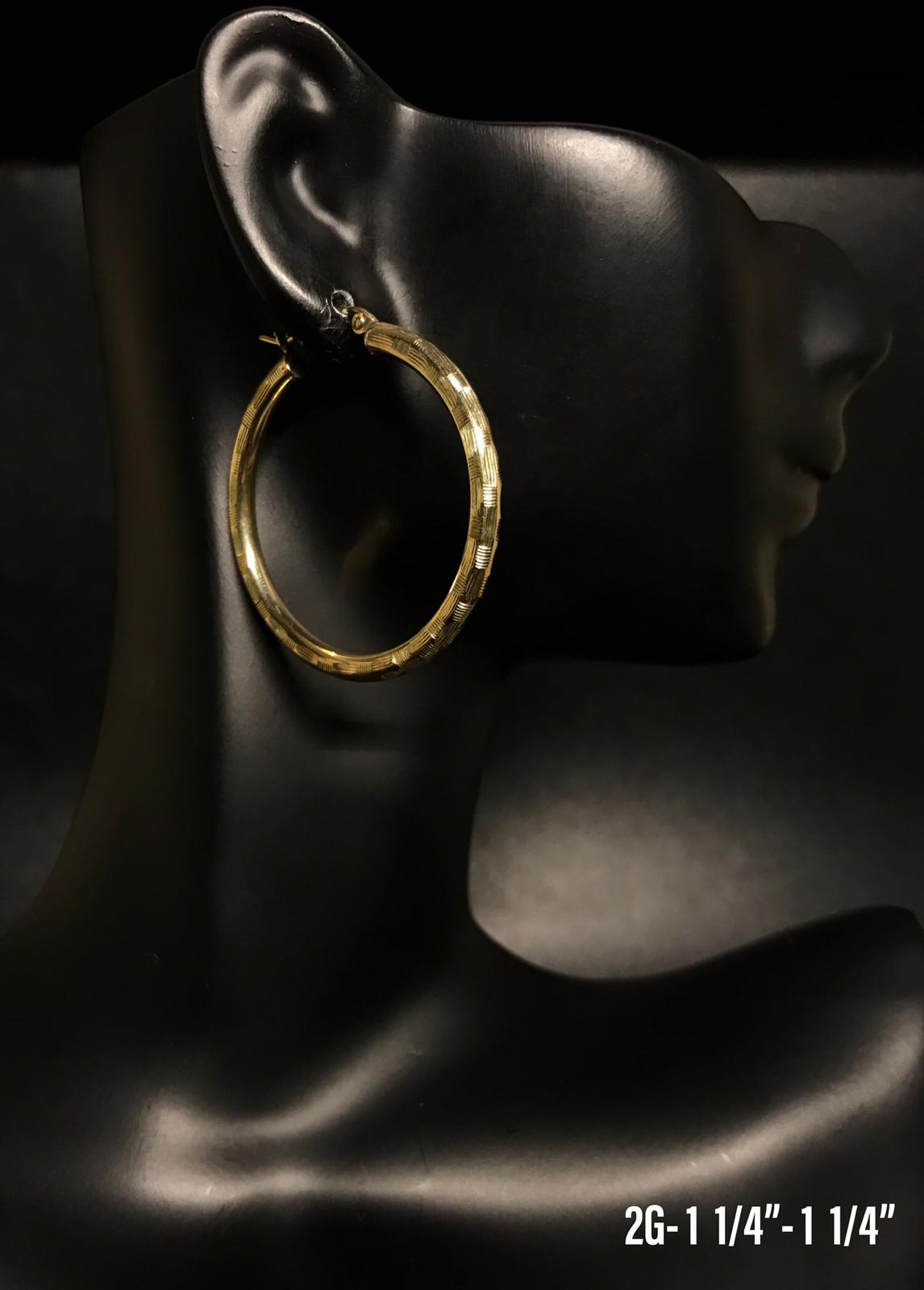 Textured hoop earrings 10K solid gold