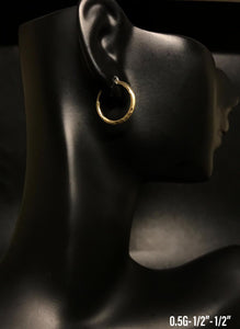 Small textured hoop earrings 10K solid gold
