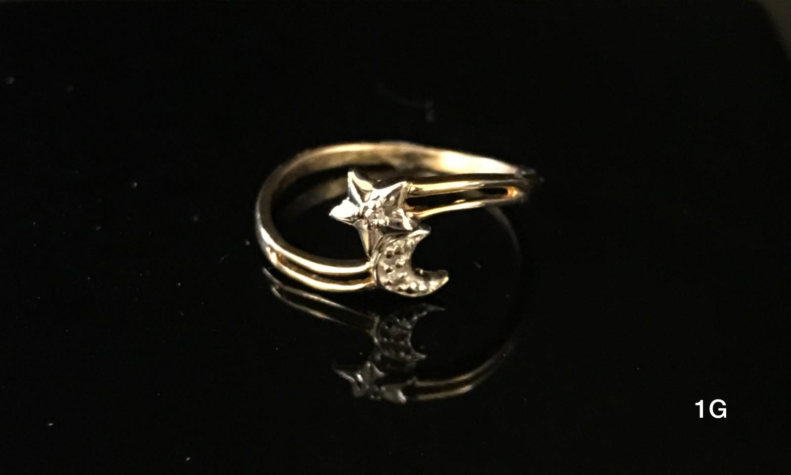 Moon and star ring 10K Solid Gold
