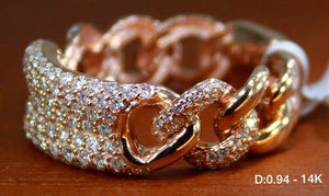 .94 Ct Women's Cuban Link Diamond Ring 14K rose gold.