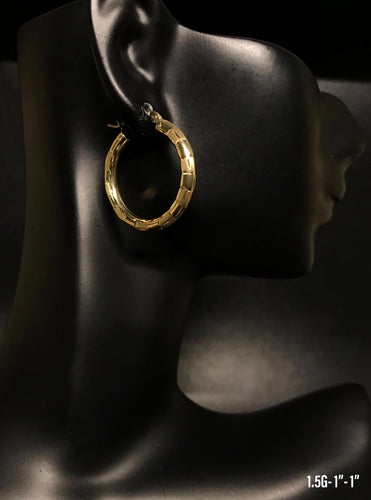 Textured hoop earrings 10K solid gold