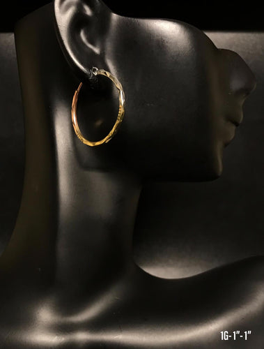 Tri-Color Hoop Earrings 10K solid gold