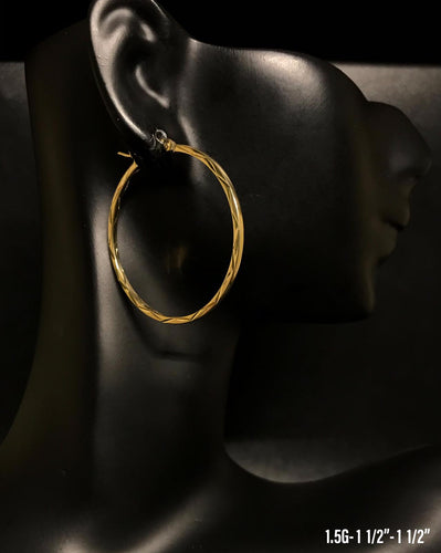 Textured hoop earrings 10K solid gold