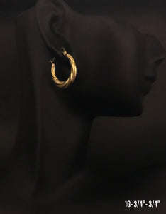 Small oval hoop earrings 10K solid gold