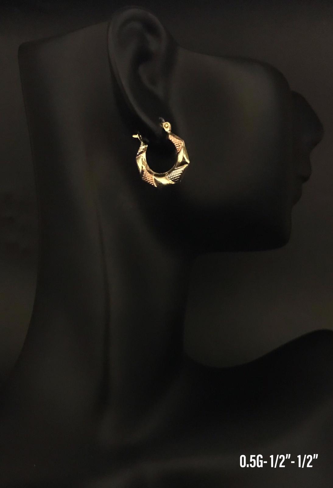 Small Tri-Color Hoop Earrings 10K solid gold
