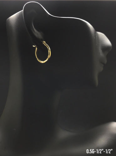Small oval hoop earrings 10K solid gold
