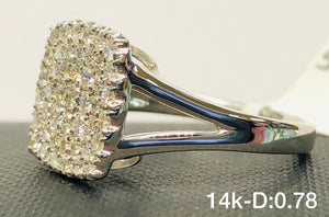 .78CT Diamond Cushion Cluster Frame Ring in 14K White Gold